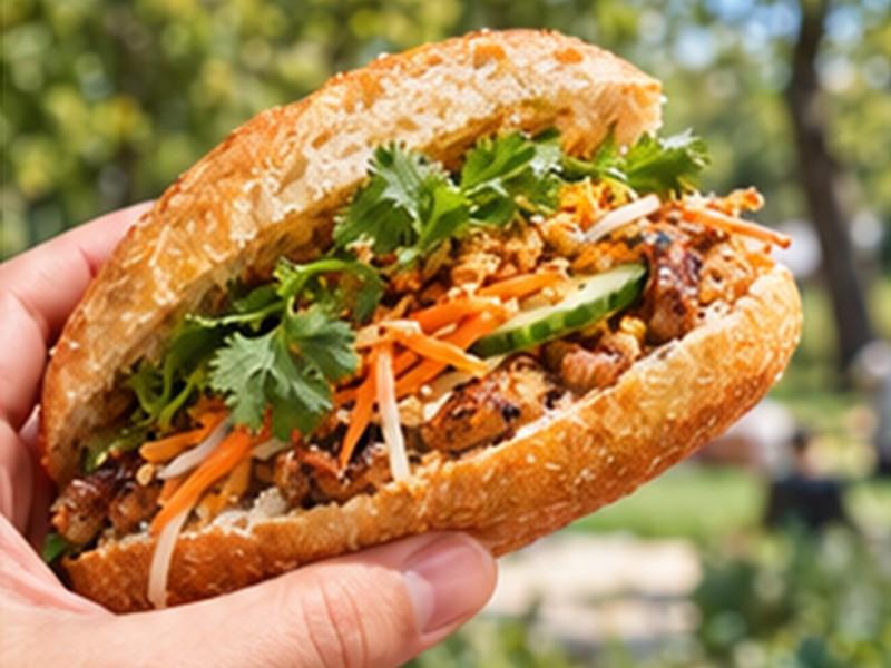 Bánh mì mit Gemüse und frischen Kräutern