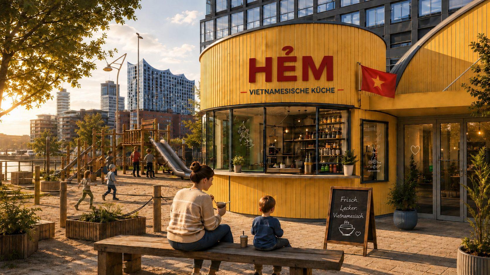 Kiosk am Spielplatz Grasbrookpark in der HafenCity